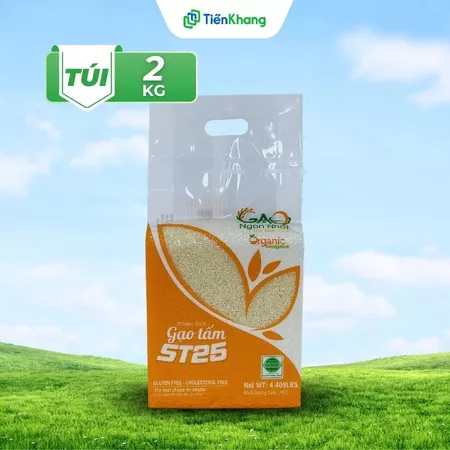 Gạo Tấm ST25 - Túi (2kg) - Gạo tấm hữu cơ 6 tháng - Cơm mềm xốp, thơm ngon đặc trưng của gạo ST25