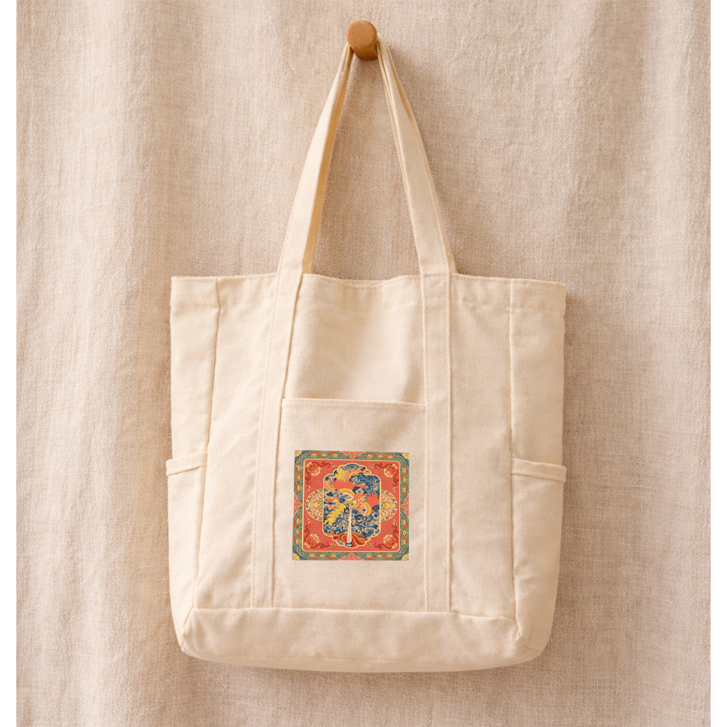 Túi tote canvas cac màu in hình nghệ thuật Việt Nam - túi vải đeo vai có khóa nhiều màu lựa chọn 018z