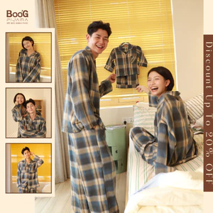 Bộ Đồ Ngủ Nữ Chất Cotton, Đồ Cặp Đôi Mặc Nhà, Pijama Nam Nữ Xanh Thanh Êm