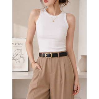 Thắt lưng nữ nam bản nhỏ basic mặt tròn vàng vintage, dây nịt unisex chất liệu da pu bản 2.8cm TL74