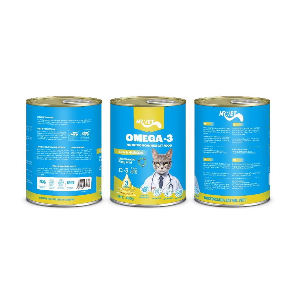 [Combo 12 Lon]Pate Dành Cho Mèo Mr.Vet Lon 400gr Pate Mix Vị Mèo Con & Mèo Lớn Hỗ Trợ Tiêu Hóa