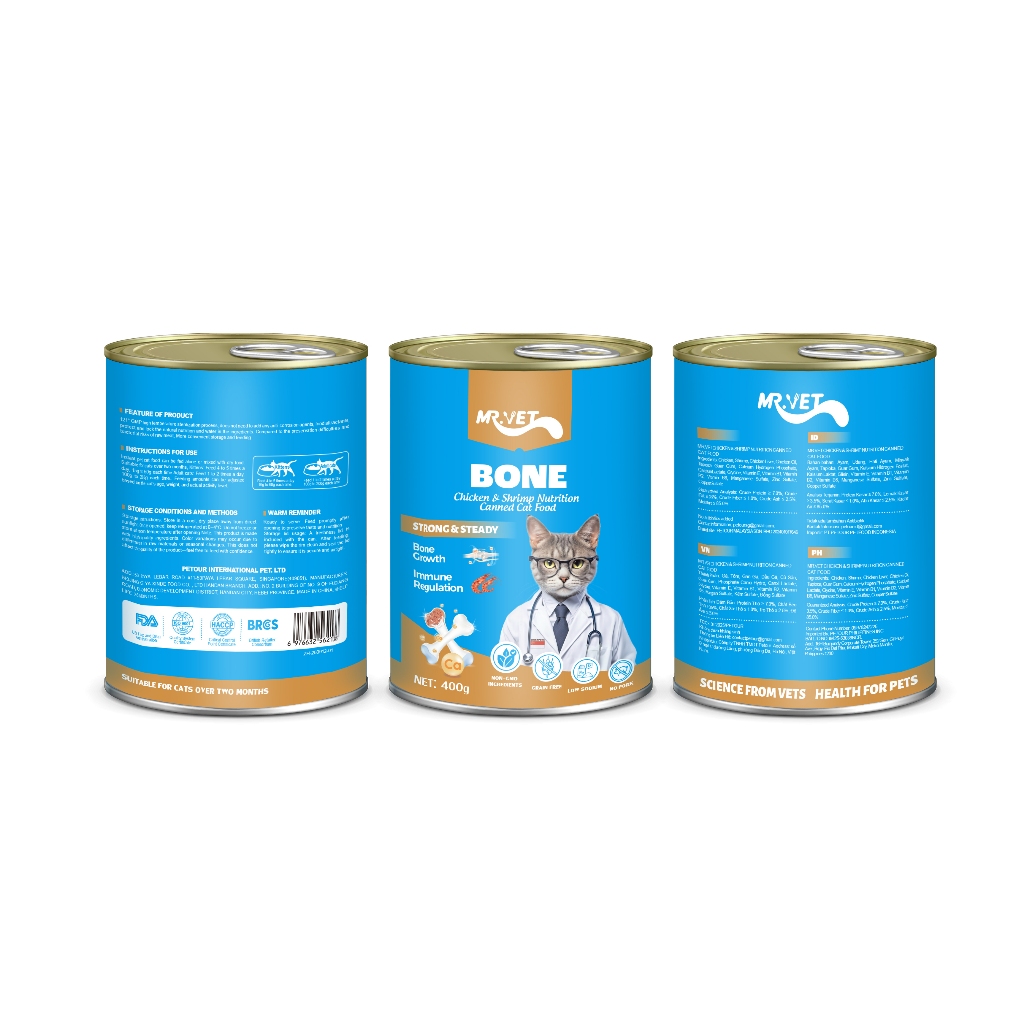 [Combo 12 Lon]Pate Dành Cho Mèo Mr.Vet Lon 400gr Pate Mix Vị Mèo Con & Mèo Lớn Hỗ Trợ Tiêu Hóa