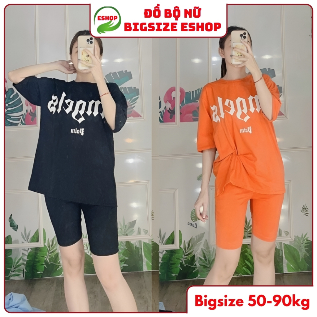 Đồ Bộ Nữ Lửng Ngố Bigsize ESHOP Thun Cotton Co Giãn Mặc Nhà Dễ Thương - Đồ Thể Thao Trung Niên AD09