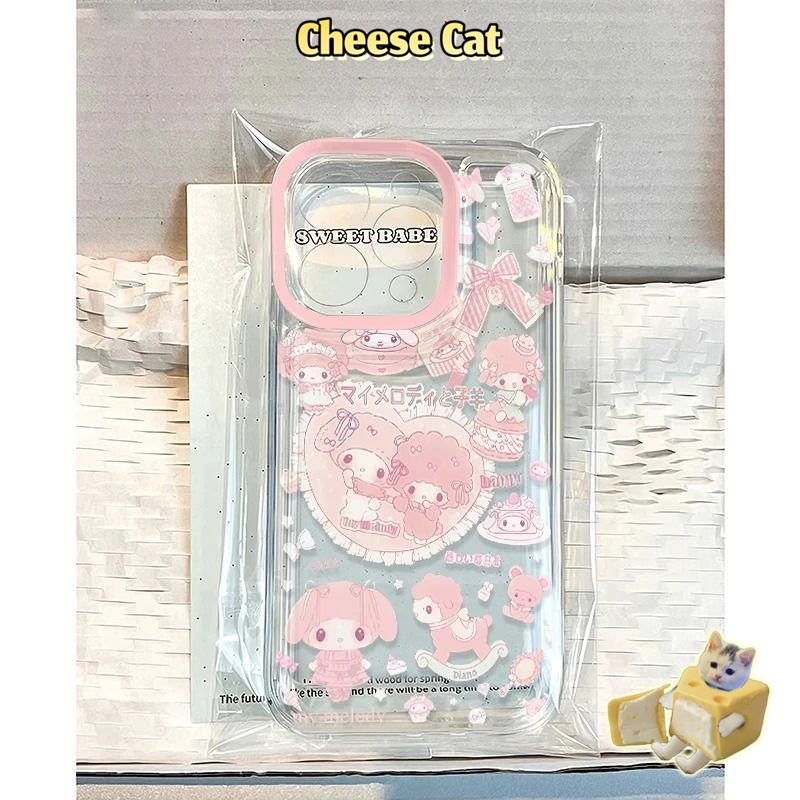 Cho Melody Ốp lưng hình cừu hồng đáng yêu cho iPhone 14 13 12 11 15 16 17 Pro Max Xs XR 7 8 Plus SE bảo vệ ống kính