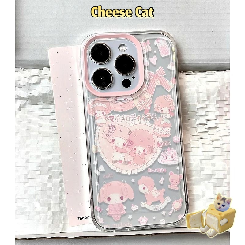 Cho Melody Ốp lưng hình cừu hồng đáng yêu cho iPhone 14 13 12 11 15 16 17 Pro Max Xs XR 7 8 Plus SE bảo vệ ống kính