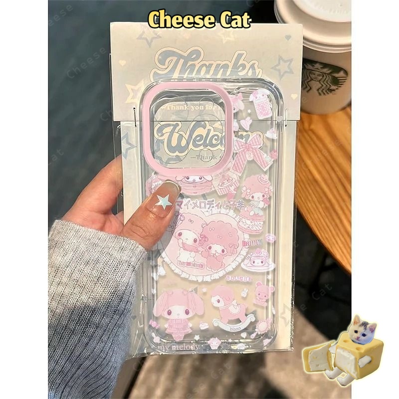 Cho Melody Ốp lưng hình cừu hồng đáng yêu cho iPhone 14 13 12 11 15 16 17 Pro Max Xs XR 7 8 Plus SE bảo vệ ống kính