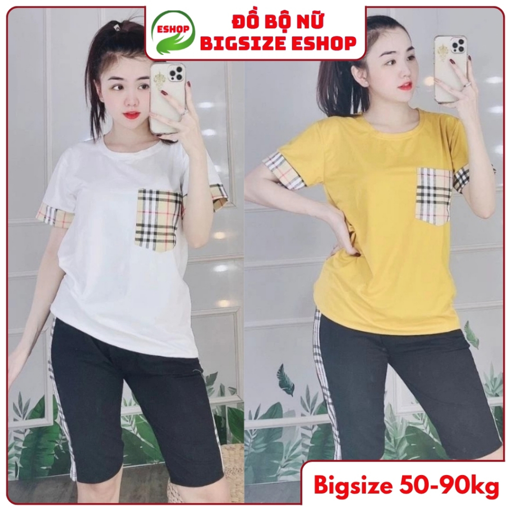 Đồ Bộ Ngủ Nữ Trung Niên Bigsize 43-85kg Thun Cotton ESHOP AD17 Quần Lửng Mặc Nhà, Đi Chơi Mùa Hè
