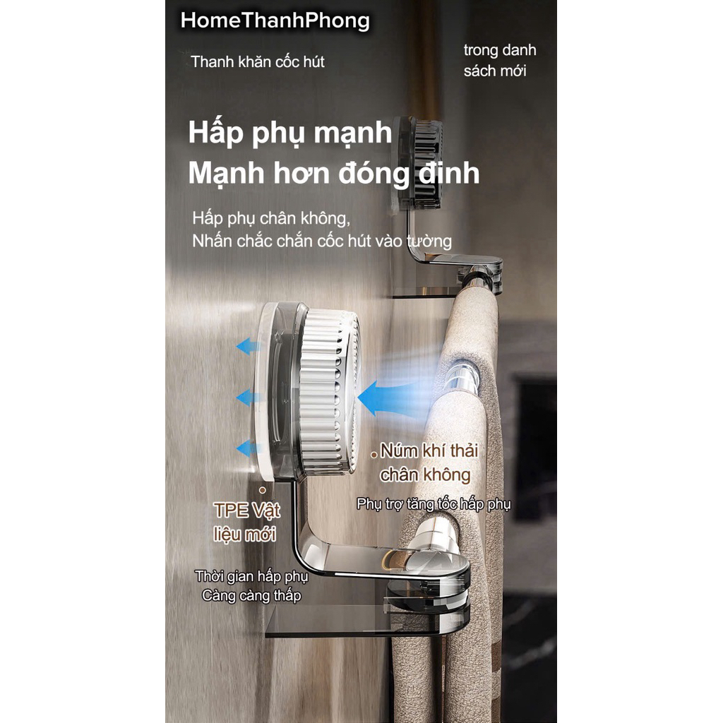 Giá Treo Đồ Cốc Hút Không Khoan Tường, Chịu Tải , Móc Treo Đồ Dán Tường Bám Dính Chắn Chắn