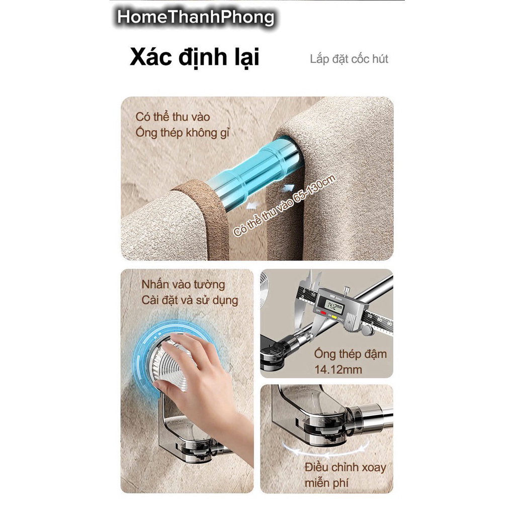 Giá Treo Đồ Cốc Hút Không Khoan Tường, Chịu Tải , Móc Treo Đồ Dán Tường Bám Dính Chắn Chắn