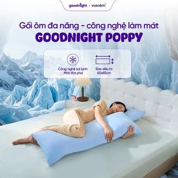 Combo gối ôm và vỏ gối ôm mùa hè Goodnight Poppy 45x120cm, Vỏ Gối Ôm Thun Lạnh, Gối ôm siêu to