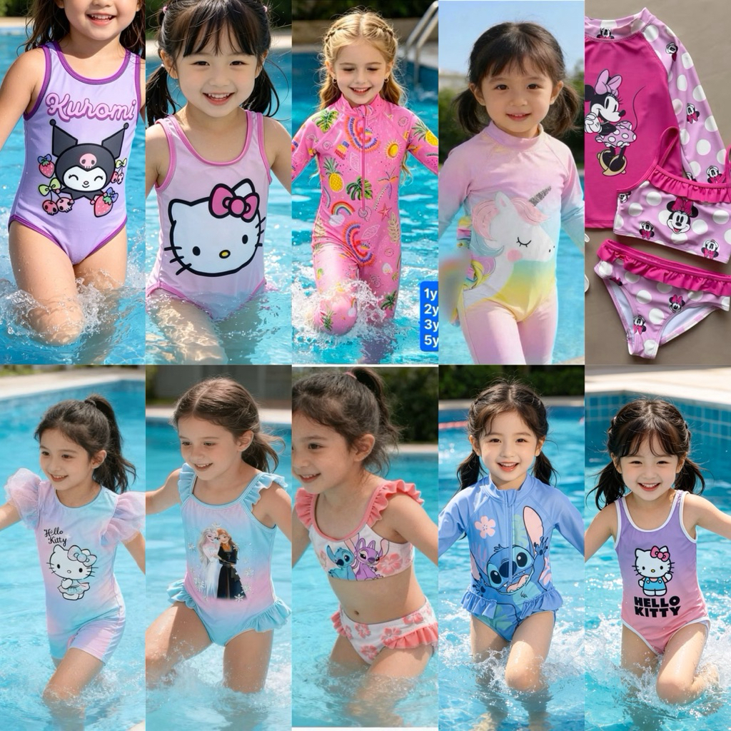 Đồ Bơi Bé Gái xuất dư Boi07 2-12 Tuổi (10-33kg) Set Bơi Trẻ Em Nhanh Khô Đi Biển Đi Bơi