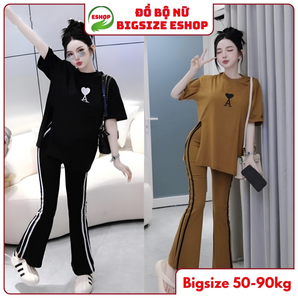 Set Bộ Nữ Xinh Quần Ống Loe Áo Tay Ngắn Xẻ Tà ESHOP Đồ Mặc Nhà Thể Thao Đẹp BL79 Đồ Bộ Nữ Thiết Kế