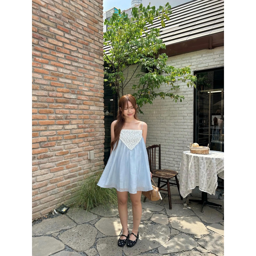 Đầm Nữ BACHYS DRESS Hai Dây Phối Ren Lạ Mắt Xinh Xắn Mùa Hè SECODEE