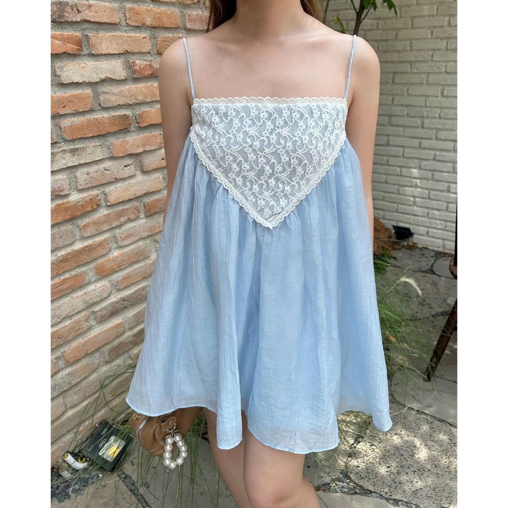 Đầm Nữ BACHYS DRESS Hai Dây Phối Ren Lạ Mắt Xinh Xắn Mùa Hè SECODEE