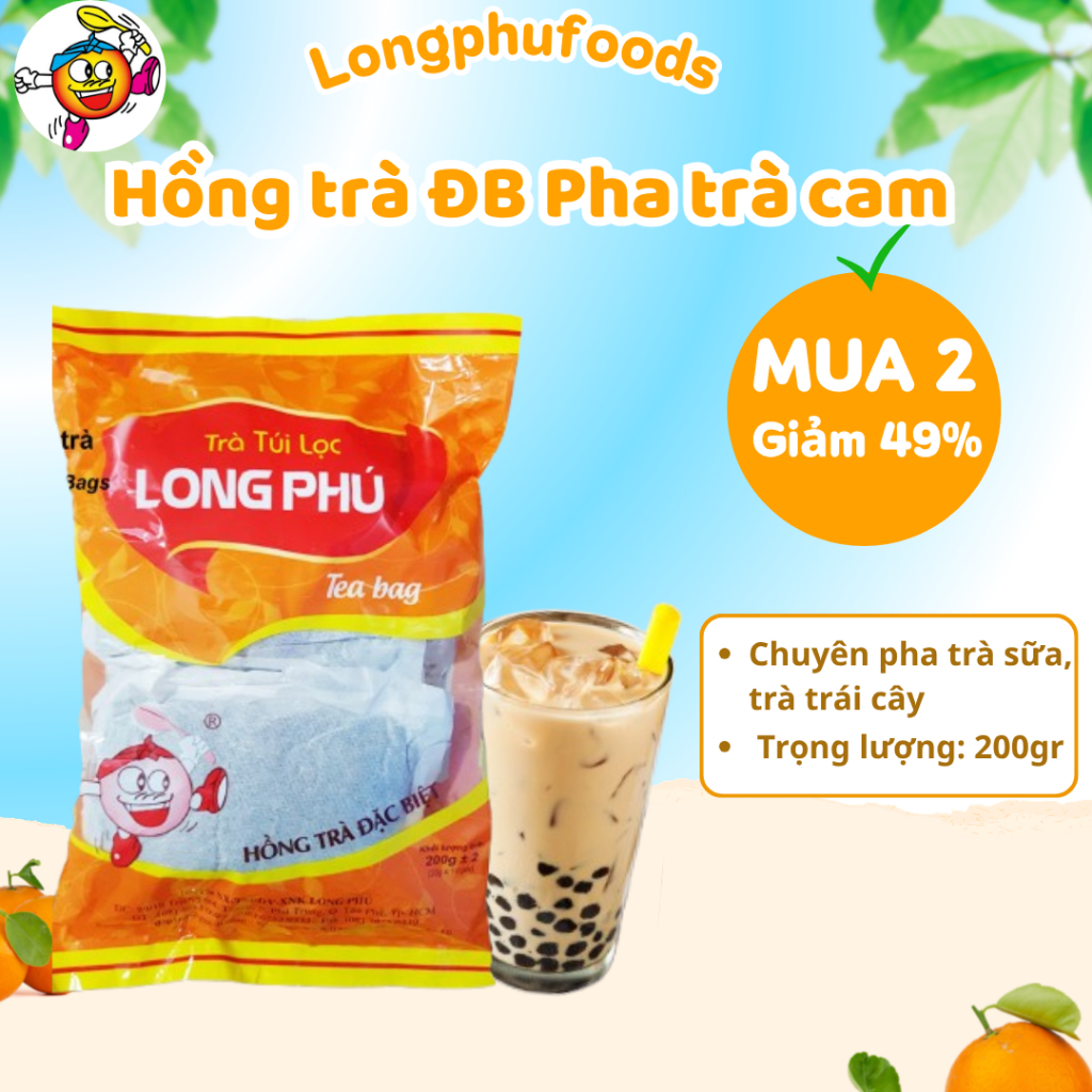 HỒNG TRÀ Túi Lọc LONG PHÚ Gói 200gr (20gr * 10 túi) - Nguyên Liệu Trà Trái Cây, Nước Trà, Chè, Tea Bag