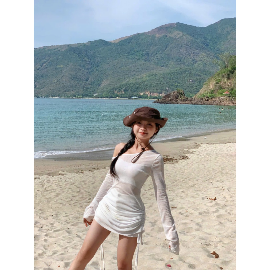 Bikini đi biển 3 món, set bikini 2 mảnh kèm áo lưới xuyên thấu ôm body sexy, Có Đầm Lẻ (Hỏa Tốc-HCM)