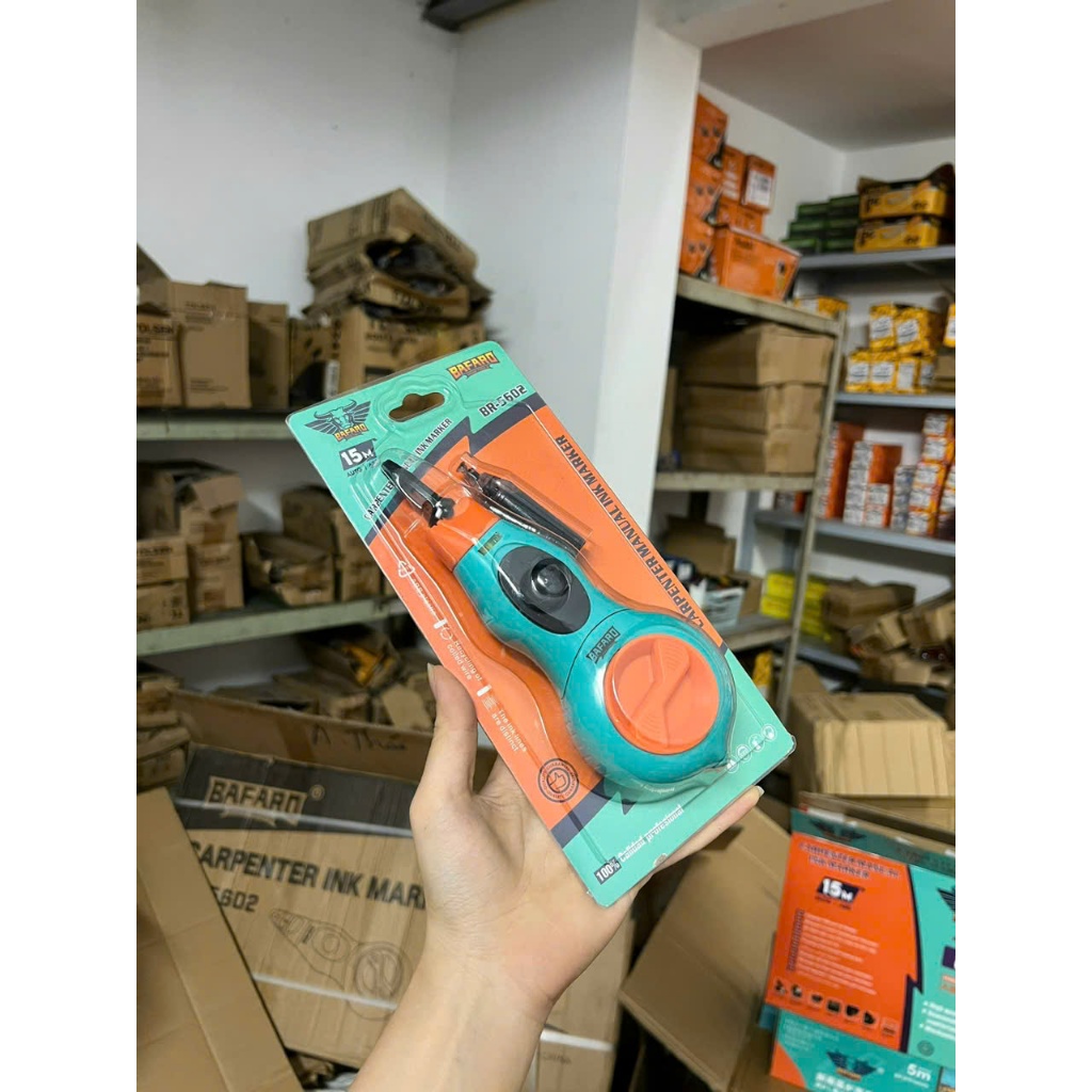 Bật Mực Tự Động BaFaRo– Dụng Cụ Búng Mực Xây Dựng + Lọ Mực 100g, Đánh Dấu Nhanh Chóng, Chính Xác
