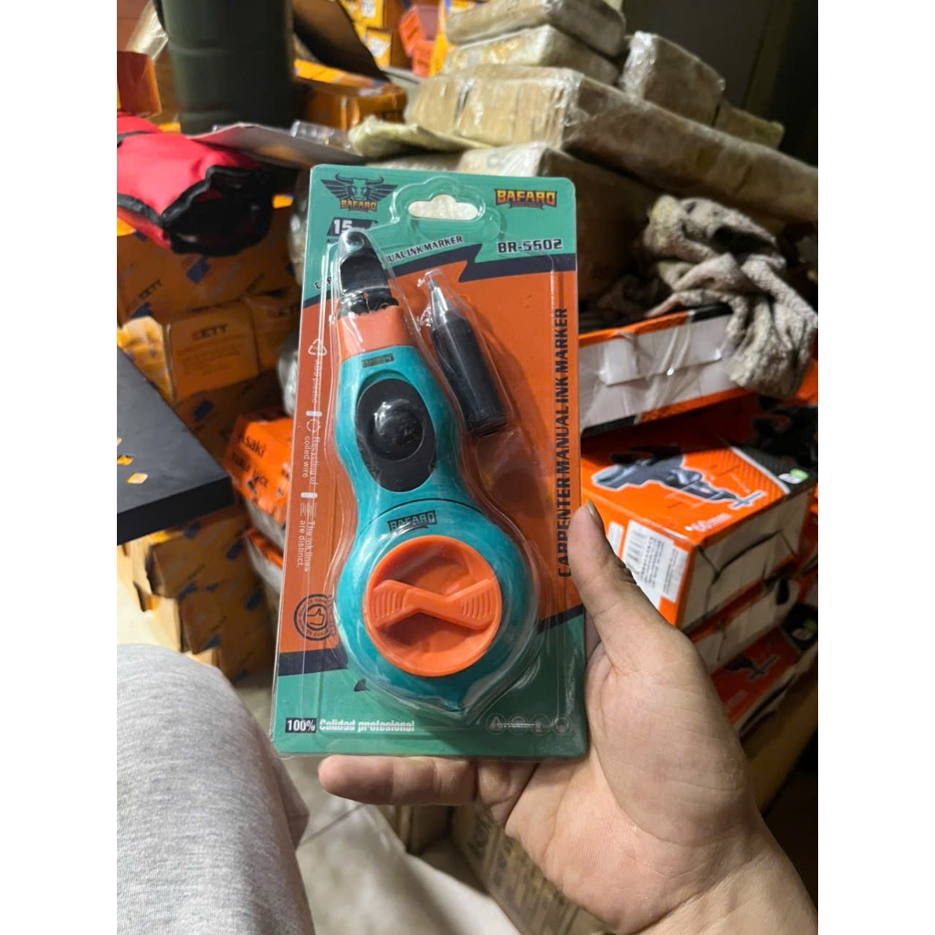Bật Mực Tự Động BaFaRo– Dụng Cụ Búng Mực Xây Dựng + Lọ Mực 100g, Đánh Dấu Nhanh Chóng, Chính Xác