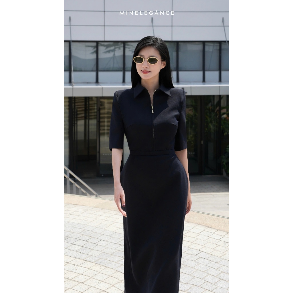 MINELEGÁNCE- SET VÁY SƠ MI DÁNG DÀI, SANG TRỌNG, THANH LỊCH - MIN685