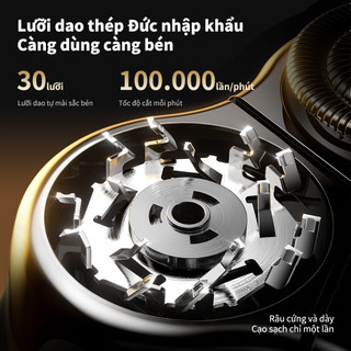 Máy Cạo Râu Điện VTT Bản Cao Cấp 3 Lưỡi Kép Thông Minh - Chống Nước Toàn Thân IPX7, Pin Trâu Tự Động Mài Lưỡi GT9-3D