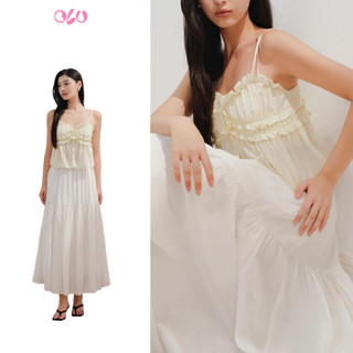 Áo OLV hai dây bèo tầng phối hoa chất voan mỏng nhẹ Cilla Fleur Top phù hợp đi chơi đi biển