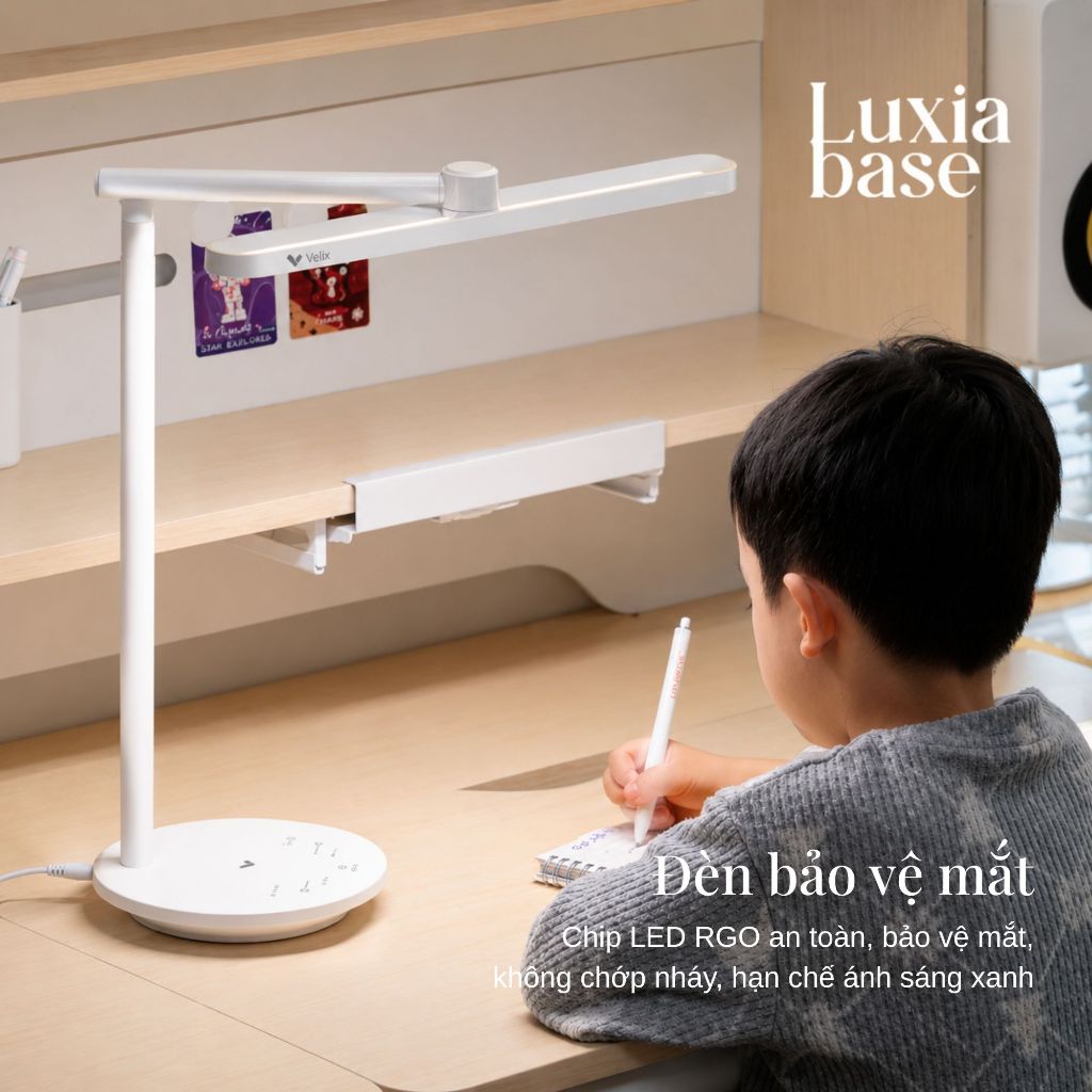 Đèn bàn học chống cận Velix Luxia Base - 18W | 1100 Lumen | Chip led RG0 bảo vệ mắt