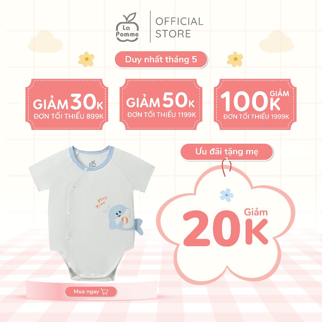 Body chip cộc La Pomme những người bạn từ biển cả - Sợi Petit Soyeu thoáng mát – Bé gái/trai - 0M - 9M