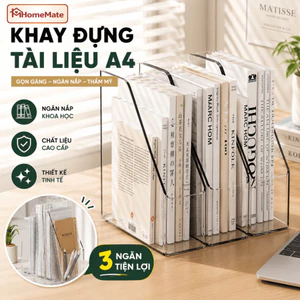 Khay Đựng Tài Liệu A4 Trong Suốt Để Bàn Bằng Acrylic Cao Cấp, Kệ Đựng Hồ Sơ Sách Vở Văn Phòng Gọn Gàng