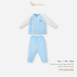 M&B (0-24M) Bộ quần áo dài tay cài bên Viscose co giãn 4 chiều mềm mịn, thoáng mát cho bé sơ sinh.