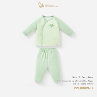 M&B (0-24M) Bộ quần áo dài tay cài bên Viscose 4 chiều mềm mịn, thoáng mát cho bé sơ sinh.