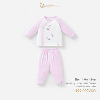 M&B (0-24M) Bộ quần áo dài tay cài bên Viscose 4 chiều mềm mịn, thoáng mát cho bé sơ sinh.