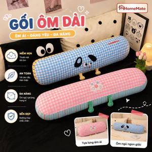 Gối Ôm Dài Hình Thú Kẻ Caro HomeMate, Gối Ôm Ngủ Mềm Mịn Cho Bé Người Lớn Decor Phòng Ngủ