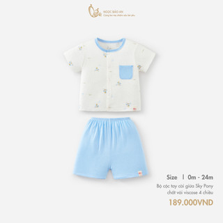 M&B (0-24M) Bộ quần áo cộc tay cài giữa Viscose co giãn 4 chiều mềm mịn, thoáng mát cho bé sơ sinh.