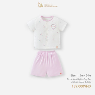 M&B (0-24M) Bộ quần áo cộc tay cài giữa Viscose co giãn 4 chiều mềm mịn, thoáng mát cho bé sơ sinh.