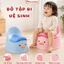 Bô Tập Đi Vệ Sinh Cho Bé Hình Vịt Có Tựa Lưng, Bô Trẻ Em Chống Tràn Có Nắp Đậy An Toàn Cho Bé Yêu