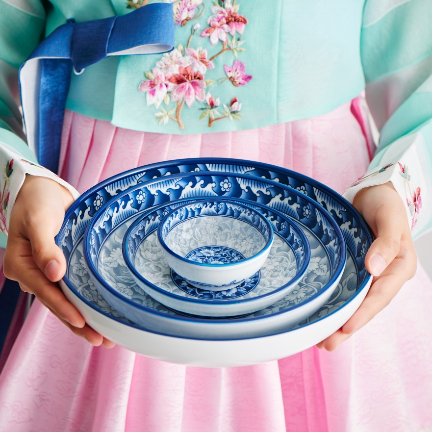 Bát đĩa sứ hoa văn cung đình, bát đĩa thờ cúng cao cấp Hàn Quốc Sambo các loại - Thái Dương Gia