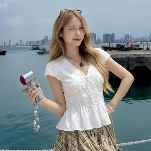 Áo Babydoll Kiểu Nữ Tay Phồng Cổ Tim Phối Ren Vạt Bèo Mùa Hè Kimee - KA861