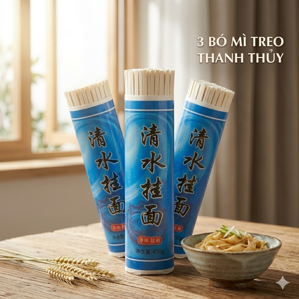 Mì Sợi Khô Thanh Thủy Qiang Sheng (Gói 450g) – Sợi Mì Dai Ngon, Thanh Đạm Luka Food