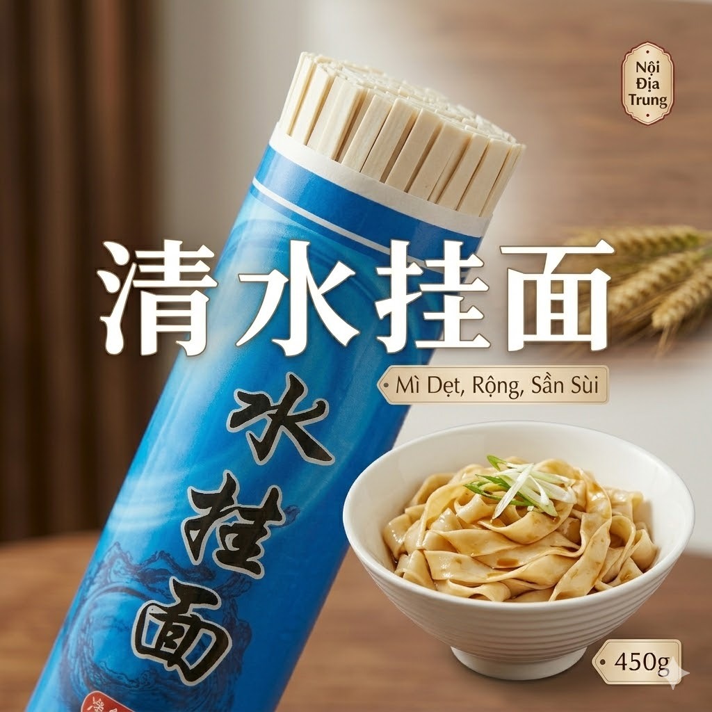 Mì Sợi Khô Thanh Thủy Qiang Sheng (Gói 450g) – Sợi Mì Dai Ngon, Thanh Đạm Luka Food