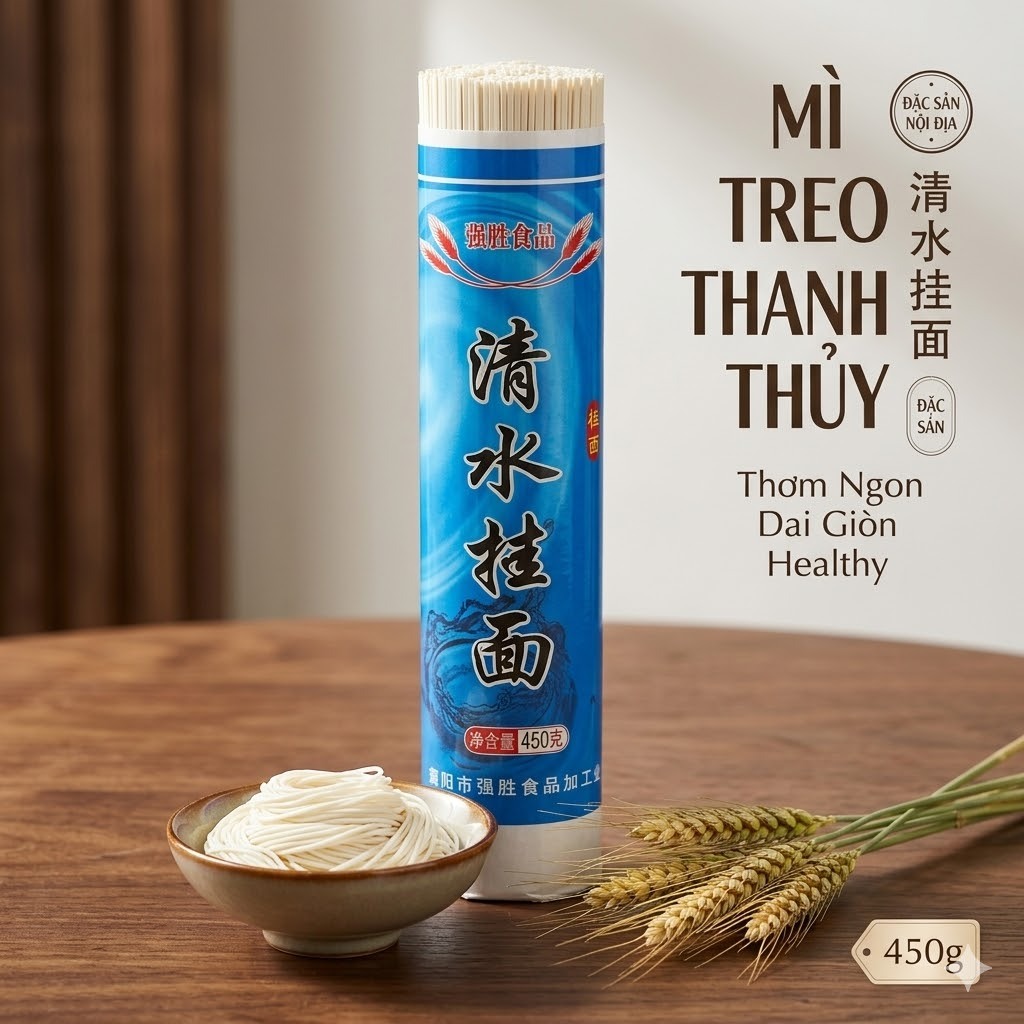 Mì Sợi Khô Thanh Thủy Qiang Sheng (Gói 450g) – Sợi Mì Dai Ngon, Thanh Đạm Luka Food