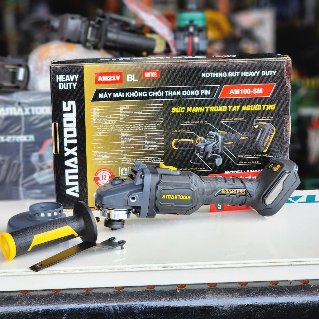 Máy mài góc dùng pin 21V Amaxtools AM100SM- không chổi than- có chống sốc đá-chống khởi động lại