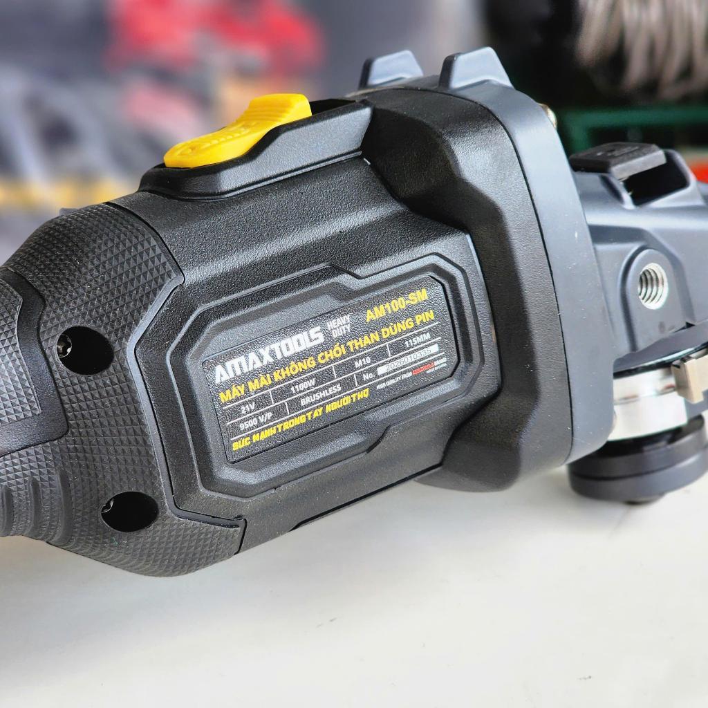 Máy mài góc dùng pin 21V Amaxtools AM100SM- không chổi than- có chống sốc đá-chống khởi động lại