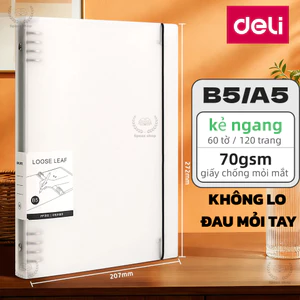 Deli Sổ Còng Thay Ruột B5 A5 120 Trang – Sổ Planner Nhật Ký, Sổ Tay Ghi Chép Bìa Cứng Cao Cấp