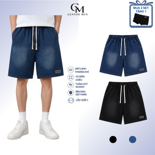 Quần Short Jean Nam Chun Co Giãn – Chất Demin Dày Dặn, Phong Cách Streetwear Màu Xanh, Màu Đen J96