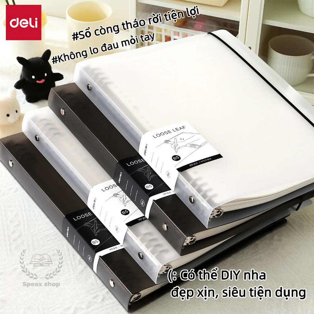 Deli Sổ Còng Thay Ruột B5 A5 120 Trang – Sổ Planner Nhật Ký, Sổ Tay Ghi Chép Bìa Cứng Cao Cấp