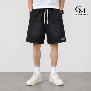 Quần Short Jean Nam Chun Co Giãn – Chất Demin Dày Dặn, Phong Cách Streetwear Màu Xanh, Màu Đen J96