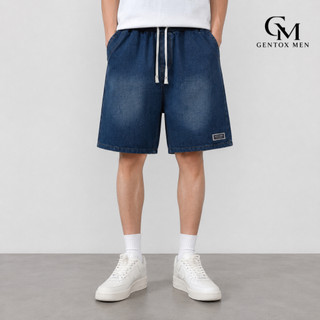 Quần Short Jean Nam Chun Co Giãn – Chất Demin Dày Dặn, Phong Cách Streetwear Màu Xanh, Màu Đen J96