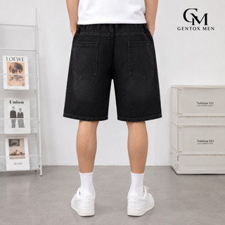 Quần Short Jean Nam Chun Co Giãn – Chất Demin Dày Dặn, Phong Cách Streetwear Màu Xanh, Màu Đen J96