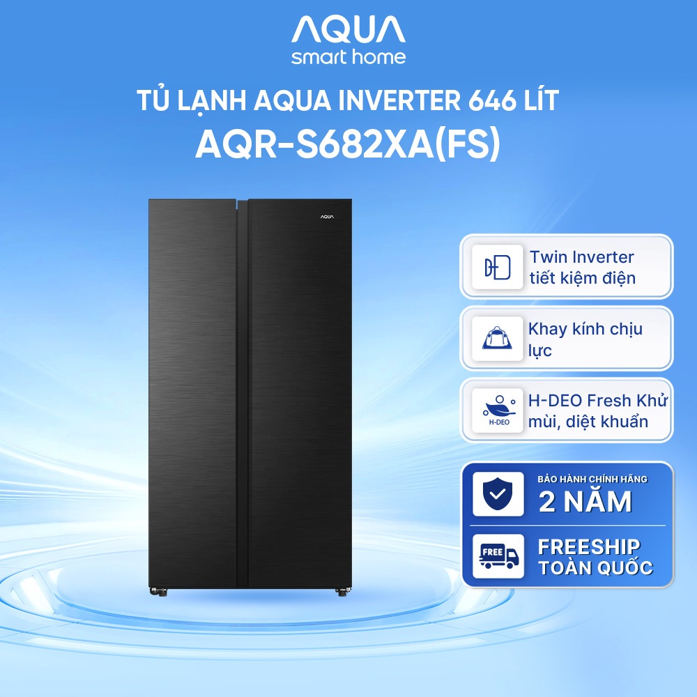 [SALE 15.05] Tủ lạnh Aqua Inverter 646L AQR-S682XA(FS) - Freeship toàn quốc - Bảo hành 2 năm