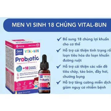 Vital - Bun Probiotic (10ml) Men Vi Sinh 18 Chủng Dạng Nhỏ Giọt Cho Bé - Hỗ Trợ Bé Tiêu Hóa Tốt